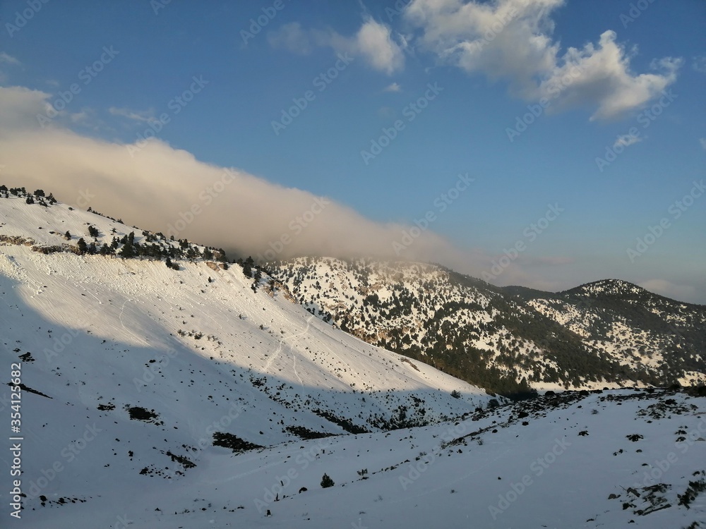 snow covered mountains in Greece snow covered mountains in Greece