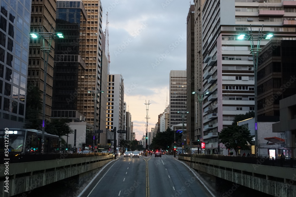 Fototapeta premium Sao Paulo / Brazylia: widok uliczny, aleja Paulista