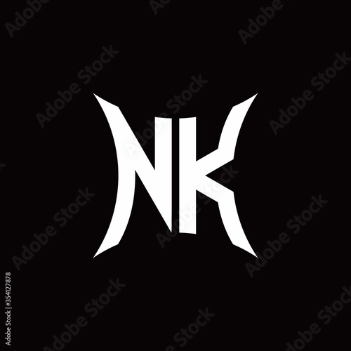 NK monogram logo with sharped shape design template