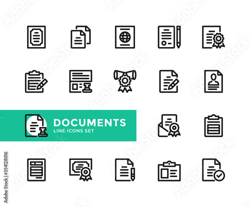 Documents vector line icons. Simple set of outline symbols, graphic design elements. Line icons set. Pixel Perfect