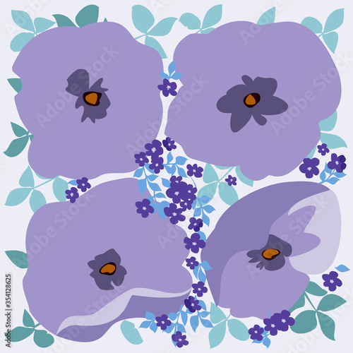 Minimal art flower print. Floral trendy background for scarf print, textile, covers, surface, scrapbooking, decoupage. Bandana, pareo, home textile design