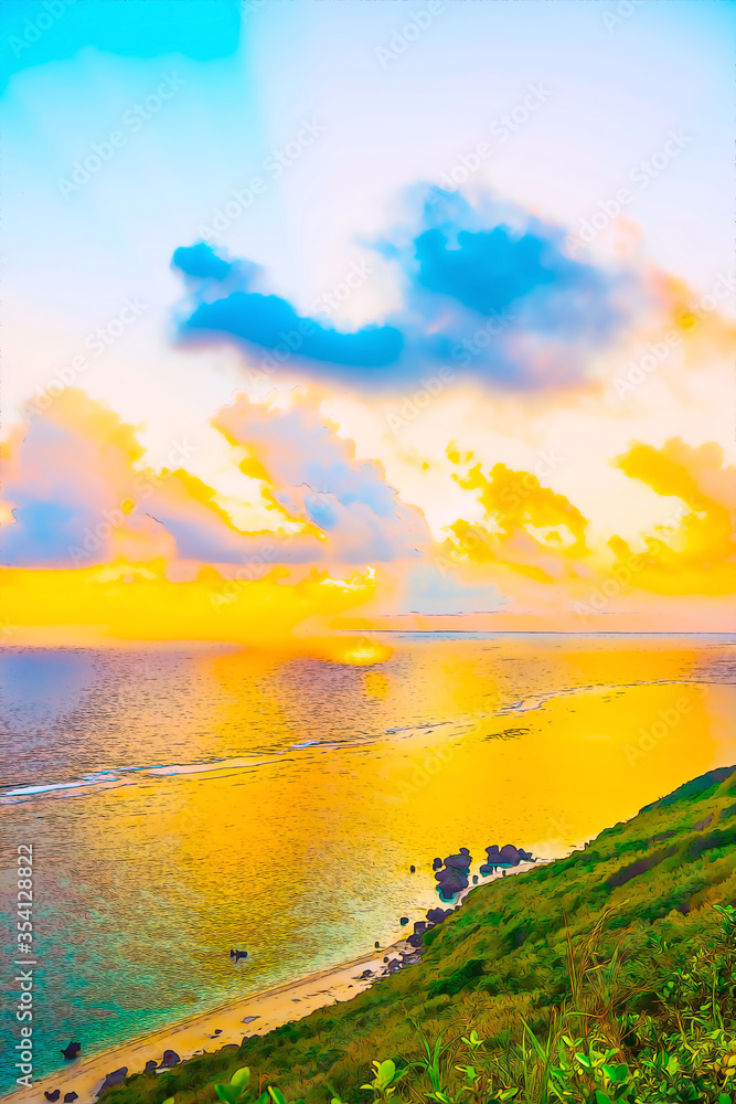 宮古島の朝日 アニメ風 Stock イラスト Adobe Stock