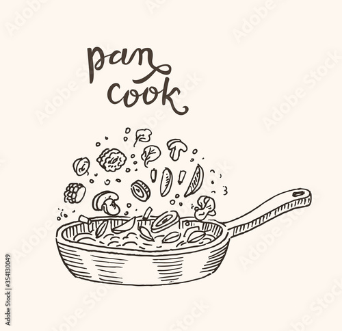 Pan cook, roasted food