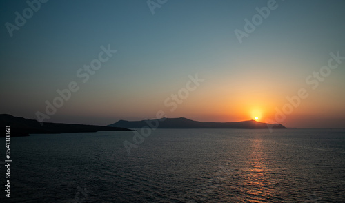 Santorini sunset from Fira  capital of the Greek Aegean island  Greece