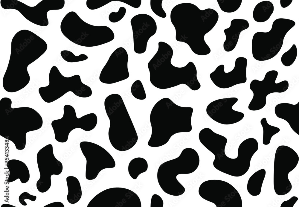 Cow print seamless pattern. Animal skin, abstract background with black and  white chubby dots. Trendy texture for fabric, print, banner wallpaper.  Vector illustration Stock Vector | Adobe Stock