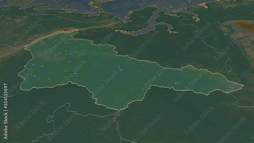 Khanty-Mansiy, autonomous province with its capital, zoomed and extruded on the relief map of Russia in the conformal Stereographic projection. Animation 3D Khanty-Mansiy, autonomous province with its capital, zoomed and extruded on the relief map of Russia in the conformal Stereographic projection. Animation 3D