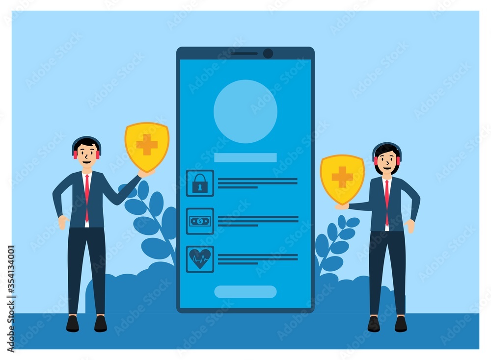 Flat Illustration Design Of Online Claim Insurance Agent Flat Illustration Design Of Online Claim Insurance Agent