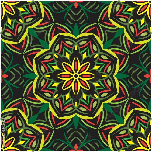 Ornamental mandala design abstract background. Seamless pattern with flowers