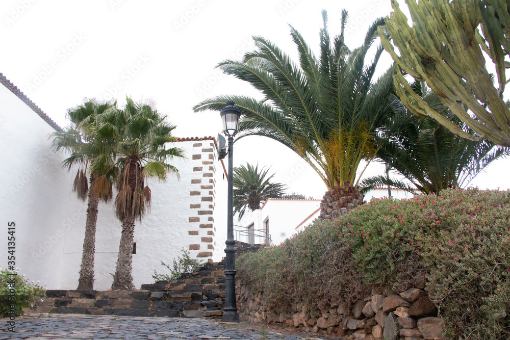 Landscape and typical building in town Antigua, Fuerteventura, Canary islands, Spain