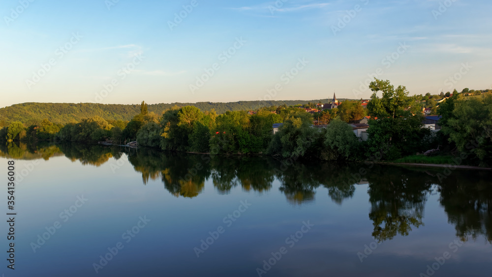 Bennecourt village in the Seine river bank Bennecourt village in the Seine river bank