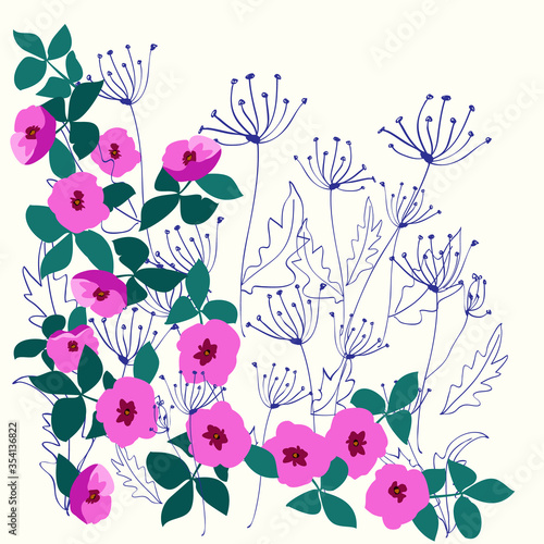 Floral trendy background for scarf print, textile, covers, surface, scrapbooking, decoupage. Bandana, pareo, home textile design