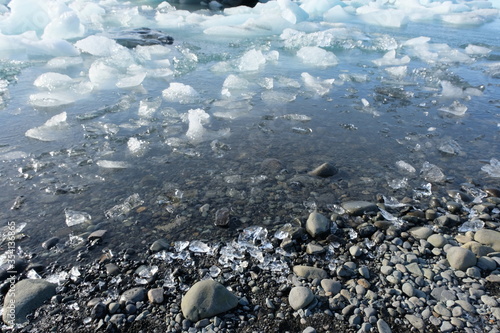 Ice chunks from a melting glacier lagoon