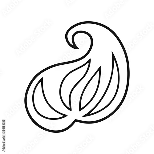 Fototapeta Naklejka Na Ścianę i Meble -  Outline leaf icon isolated on white. Doodle eco logo. Hand drawing art line. Bundle leaf. Sketch vector stock illustration. EPS 10