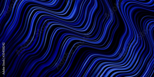 Dark BLUE vector template with wry lines. Abstract illustration with bandy gradient lines. Best design for your posters, banners.