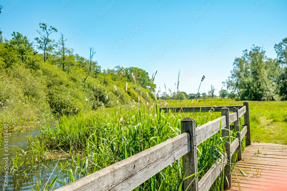  Wooden bridge over the Honing and Dilham canal in the Norfolk countryside