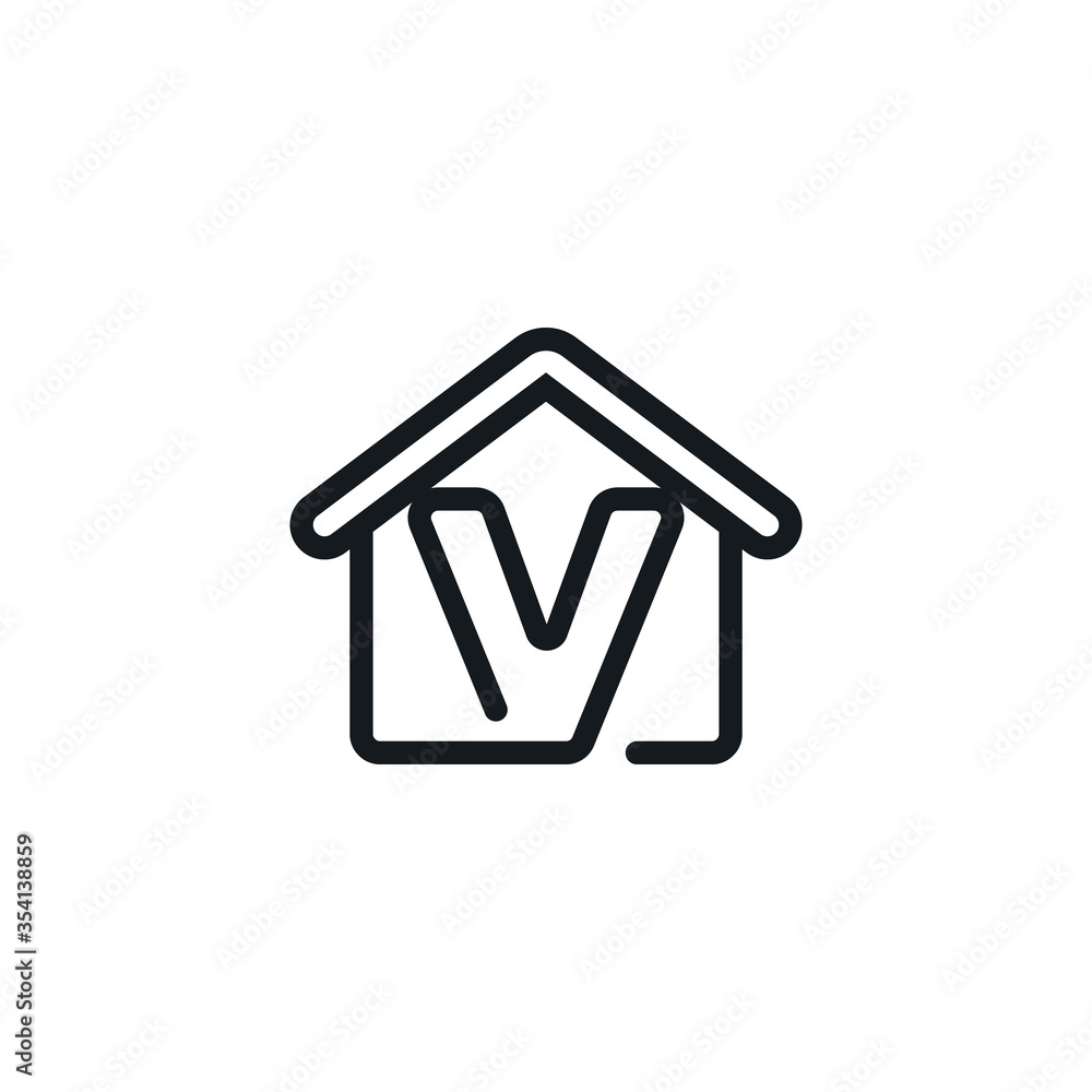 Letter V In House Icon Vector Design Template Letter V In House Icon Vector Design Template