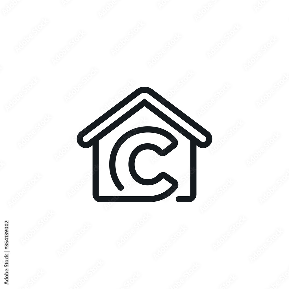 Letter C In House Icon Vector Design Template Letter C In House Icon Vector Design Template