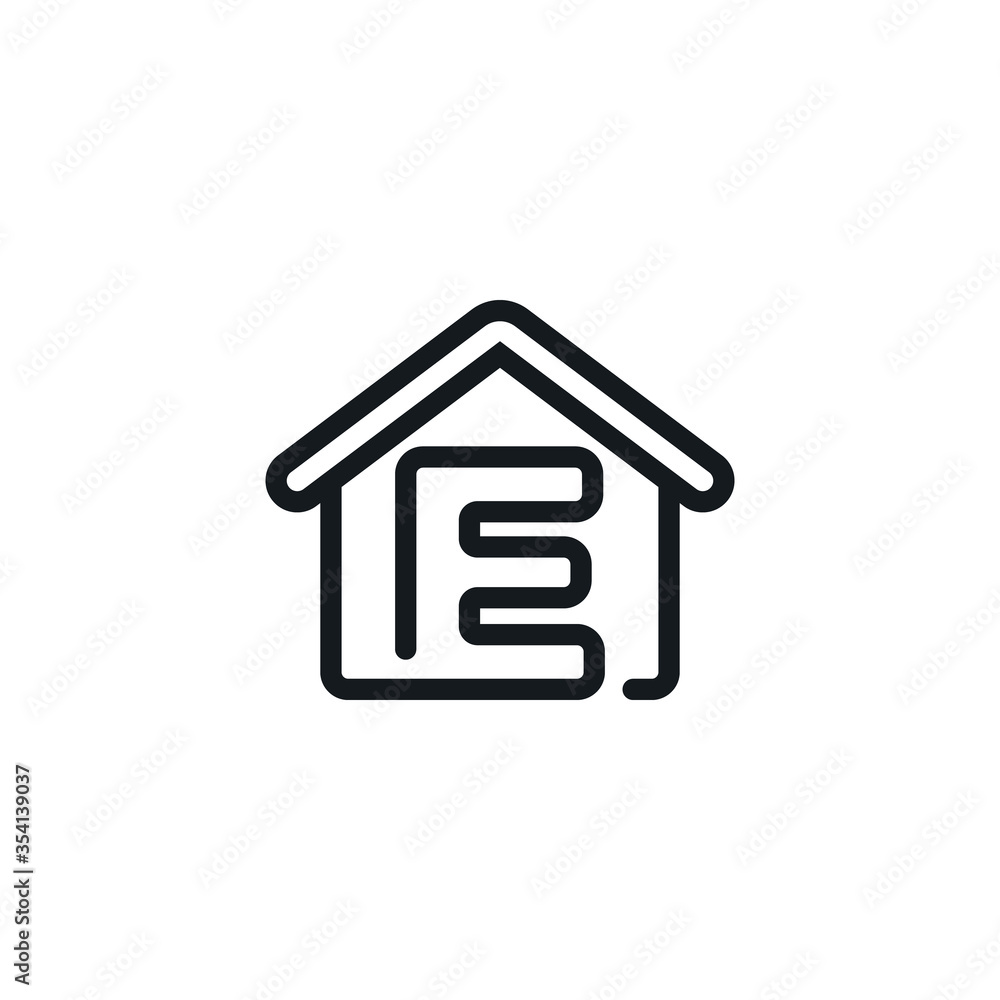Letter E In House Icon Vector Design Template Letter E In House Icon Vector Design Template