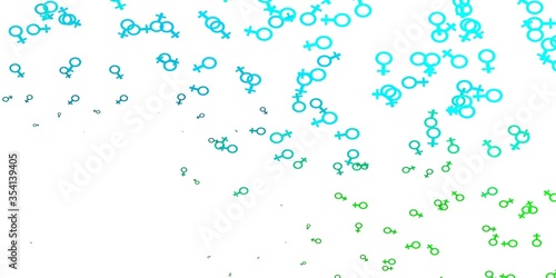 Light Blue, Green vector texture with women's rights symbols.