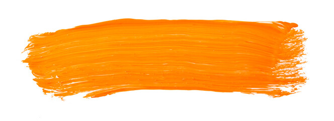 Orange yellow brush stroke isolated on white background. Orange abstract stroke. Colorful watercolor brush stroke.