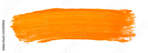 Canvas Print Orange yellow brush stroke isolated on white background