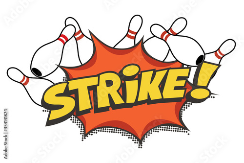 Slika na platnu Bowling strike pop art design on white background
