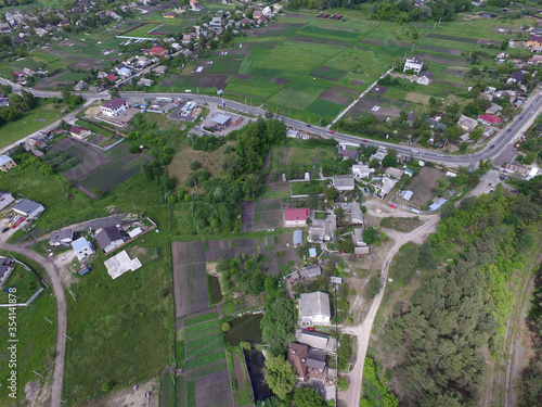 Aerial view of the saburb landscape (drone image). Kiev Region photo