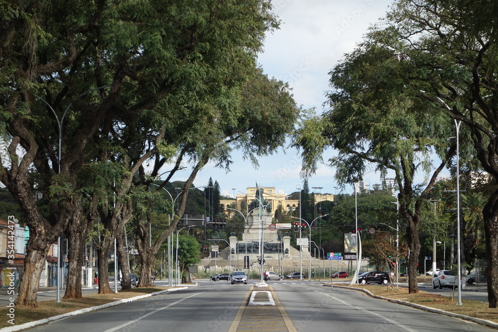 Sao Paulo/Brazil: avenue that arrives at the Ipiranga museum , historic building