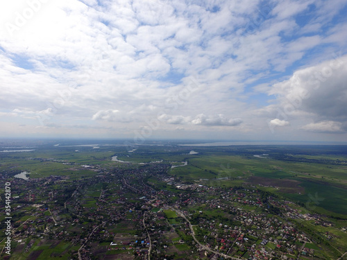 Aerial view of the saburb landscape (drone image). Kiev Region © Sergey Kamshylin