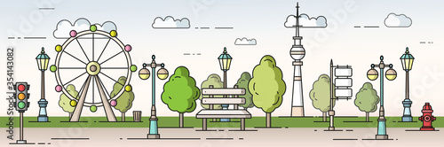 Park in the city concept vector flat style  illustration