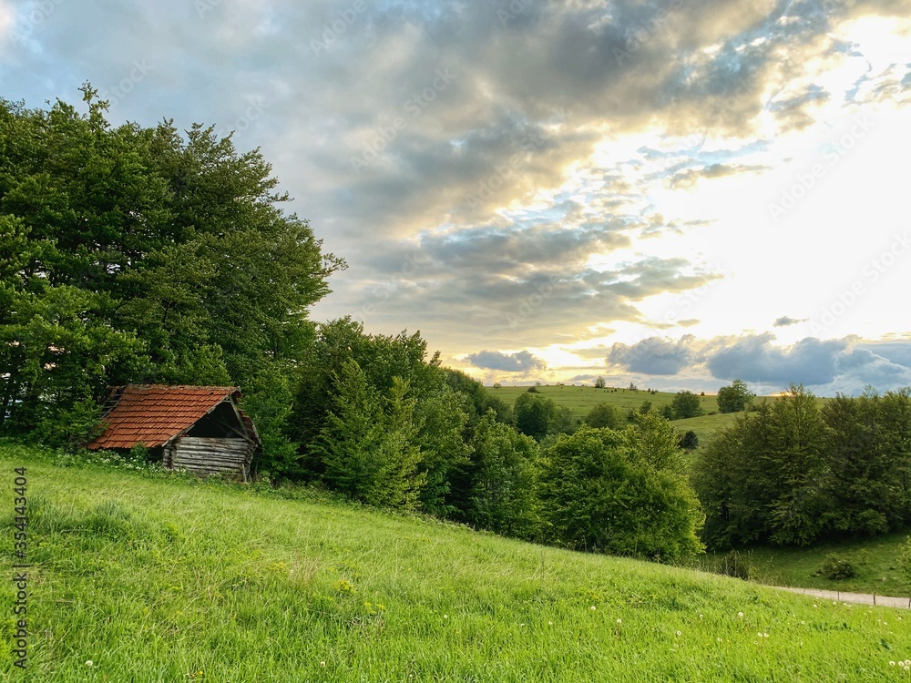 Landscape photography with abandoned cottage