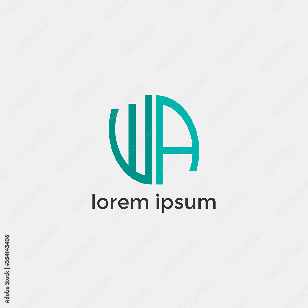 ABSTRACT FLAT LOGO WA MONOGRAM DESIGN VECTOR ABSTRACT FLAT LOGO WA MONOGRAM DESIGN VECTOR