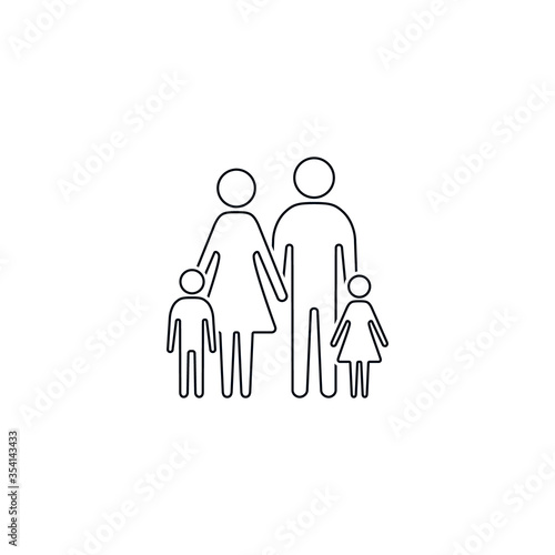 Family icon line sign  father mother daughter son isolated Vector outline illustration