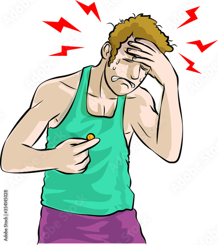 man was head ache and dizzy