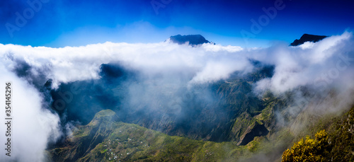 Cirque of Mafat as seen from  Maïdo lookout is a typical view of La Reunion island landscape photo