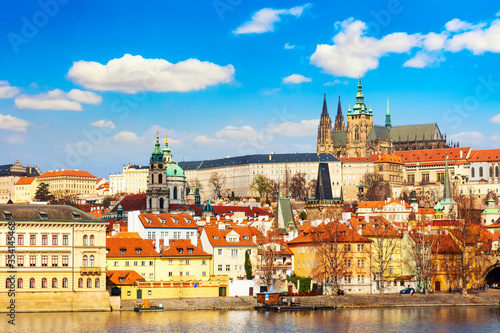 Prague Castle and Mala Strana district during summer sunny day in Prague, Czech Republic.