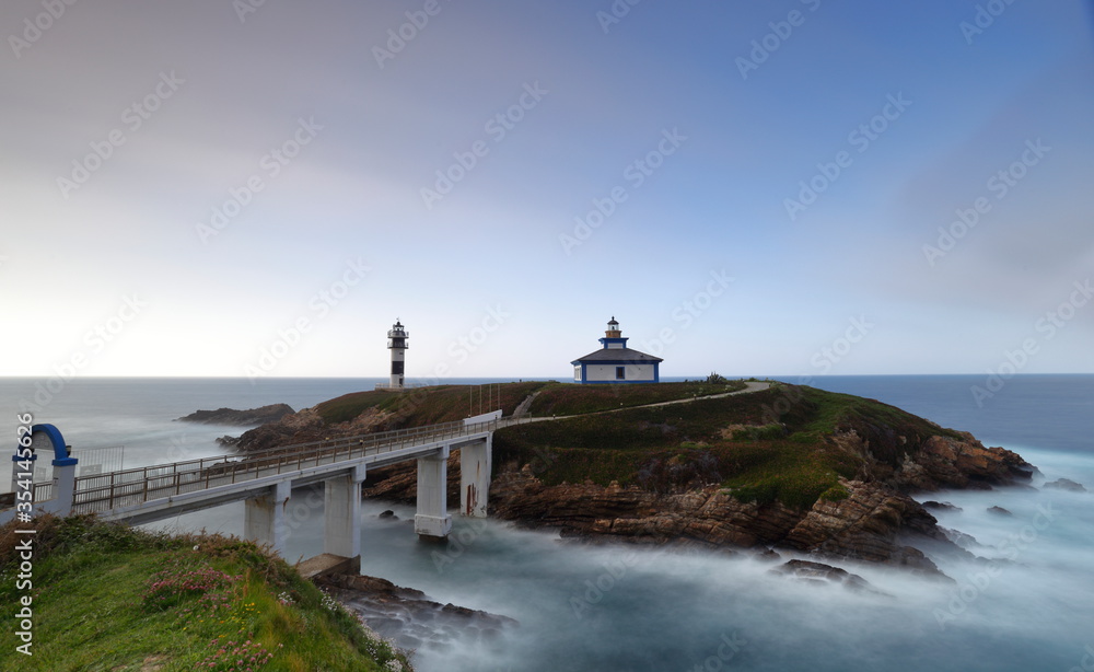 Pancha island lighthouse .Galicia, Spain