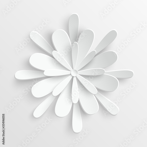 White roses cut from paper. Vector illustration.