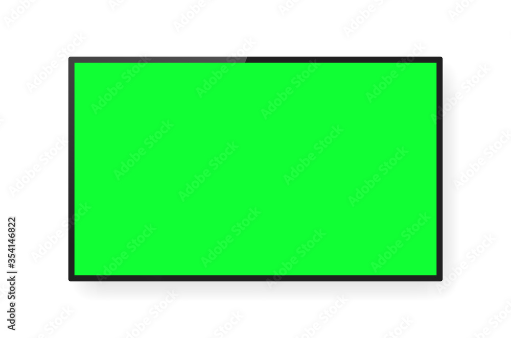 Realistic black television chroma key screen isolated on white background. 3d blank TV led monitor. Vector illustration Realistic black television chroma key screen isolated on white background. 3d blank TV led monitor. Vector illustration