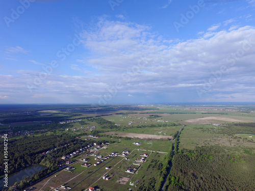 Aerial view of the saburb landscape (drone image). Kiev Region photo