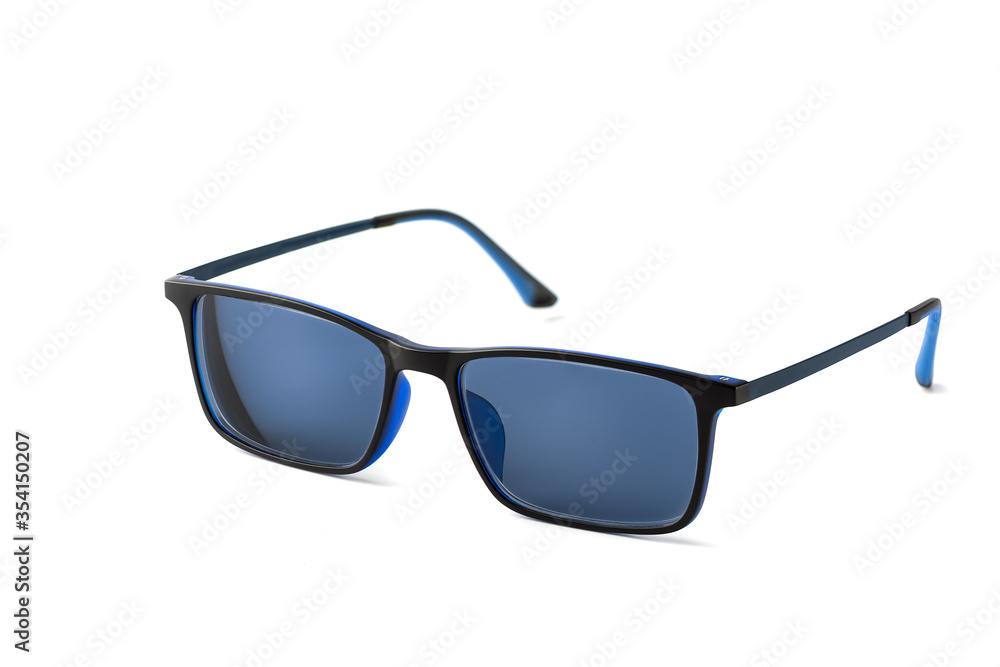 Blue sunglasses isolated on a white background. Blue sunglasses isolated on a white background.