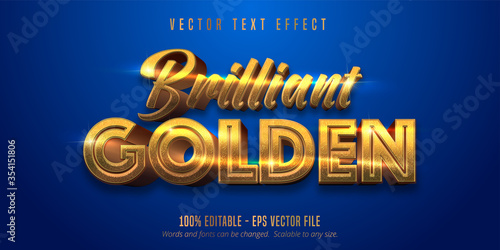 Brilliant golden text, shiny gold style editable text effect