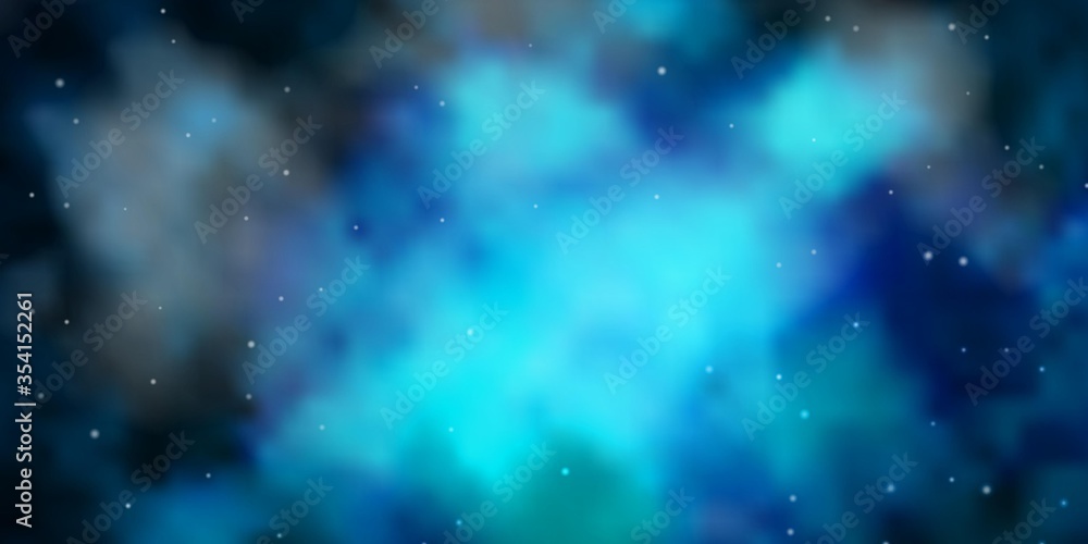 Dark BLUE vector background with small and big stars. Shining colorful illustration with small and big stars. Theme for cell phones.