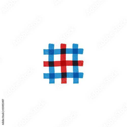 Red blue tartan fabric texture. Stock vector illustration isolated on white background.