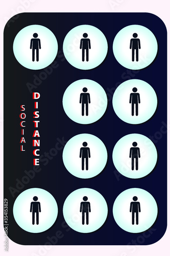 the banner of social distancing. Keep a distance of 1-2 meters. Protection from coronavirus. Vector illustration