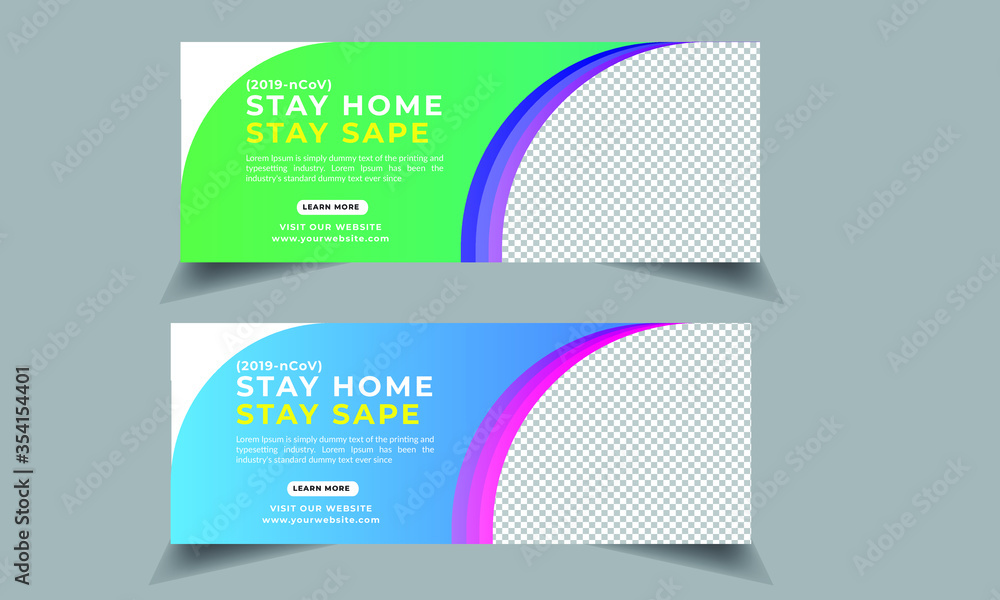 Naklejka premium Web banner design ,vector template ,advertising banner ,corona virus post banner ,covid-19 template 
