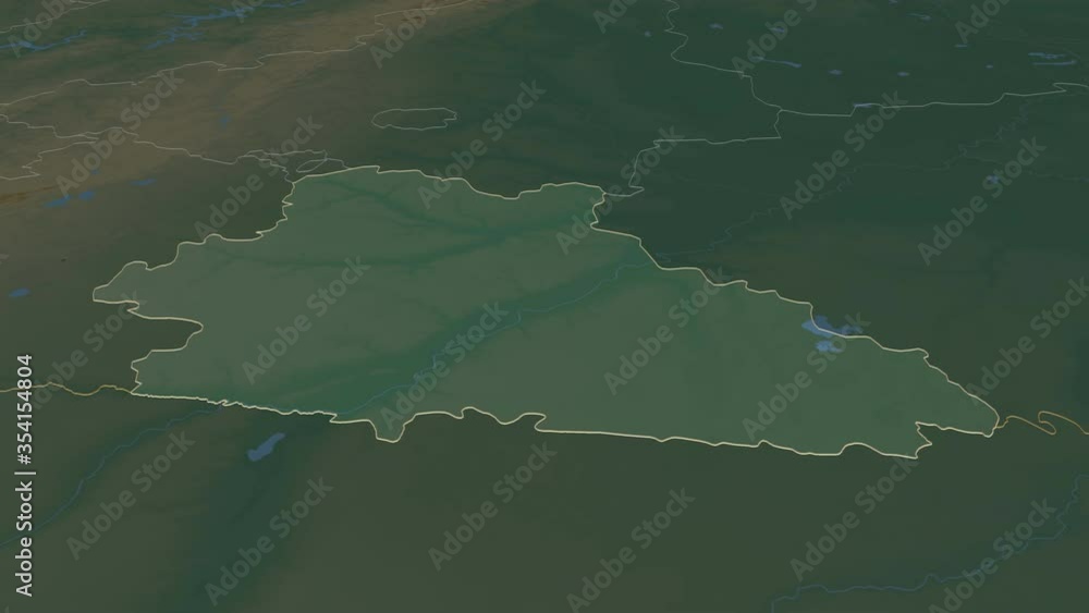Kurgan, region with its capital, zoomed and extruded on the relief map of Russia in the conformal Stereographic projection. Animation 3D Kurgan, region with its capital, zoomed and extruded on the relief map of Russia in the conformal Stereographic projection. Animation 3D