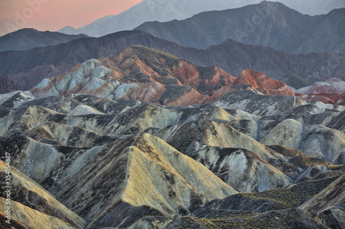 Monoclinic-Limestones landform from Colorful-Clouds Observation Deck. Zhangye Danxia-Qicai Scenic Spot-Gansu-China-0905