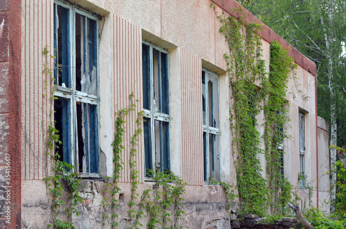 Ghost town in Eastern Europe.Former Soviet kids camp.Ukraine gets rid of the consequences of communism. Ruins. Kiev Region,Ukraine