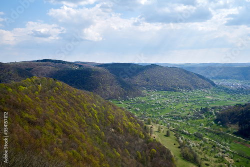 Lookout panoramic view in a valley of the swabian alp in south germany